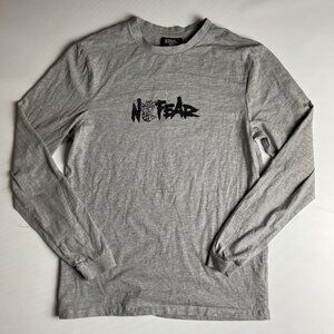 VTG Y2K No Fear Long Sleeve T Shirt Grey Men's S Skater Boxing Bee Double sided